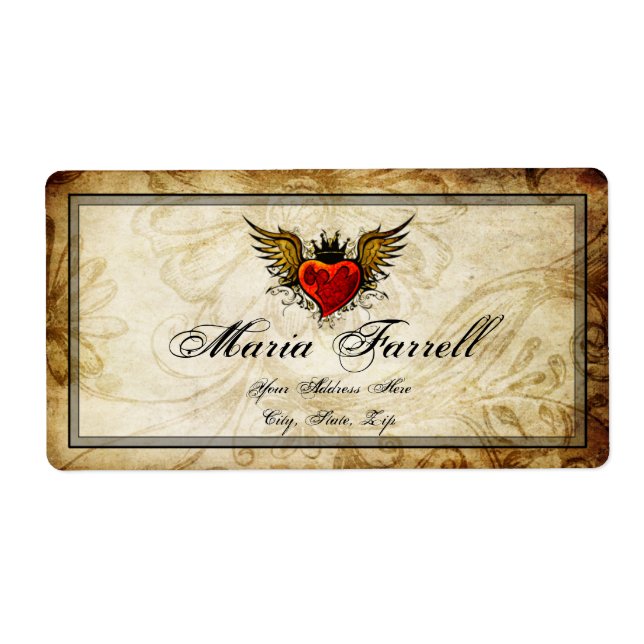 Vintages Label für die Verschiffung des Herzens in (Vorne)