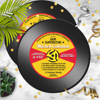 Vintages Label Vinyl 45 Record Geburtstagspartei Einladung