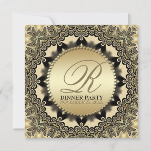 Vintages Lace Golden Dinner Party Einladungen