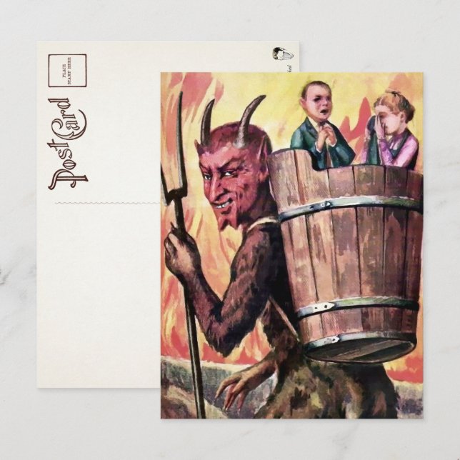 Vintages Lächeln Krampus Postkarte (Vorne/Hinten)