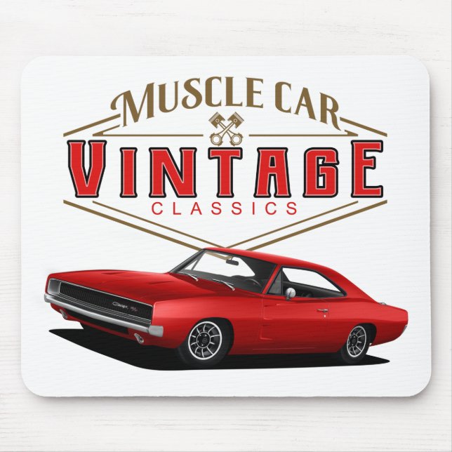 Vintages Ladegerät für Muskelfahrzeuge Mousepad (Vorne)