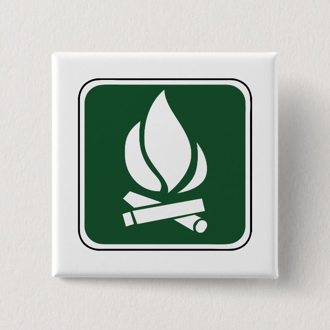 Vintages Lagerfeuer-Zeichen Button (Vorderseite)