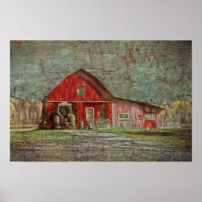 Vintages Land Rustikale alte rote Textur Stall Poster (Vorne)