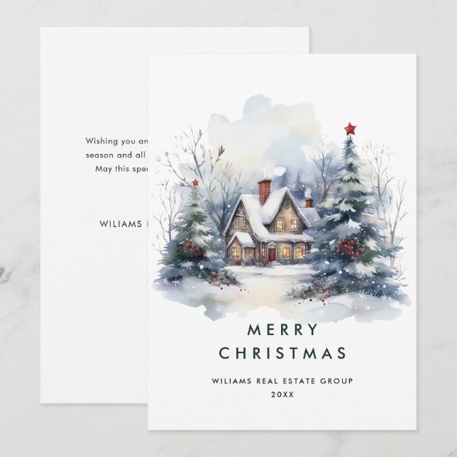 Vintages Land Weihnachtsbaum Unternehmen Feiertagskarte (Vorne/Hinten)