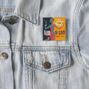 Vintages Las Vegas Gambling Travel Poster Art Button