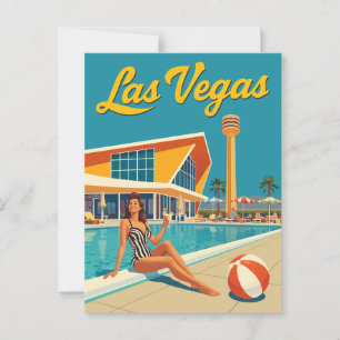 Vintages Las Vegas Mitte des Jahrhunderts Button-U Postkarte