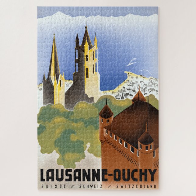 Vintages Lausanne-Ouchy Switzerland Reiseplakat (Vertikal)