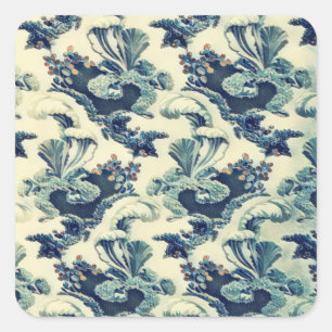 Vintages Leaf-Muster der Blumenrolle Quadratischer Aufkleber