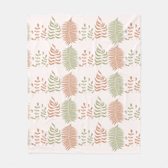 Vintages Leaf-Muster in grün-rot Retro Fleecedecke (Vorderseite)