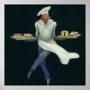 Vintages Lebensmittelgeschäft, Bäckerei mit Kondit Poster
