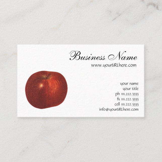 Vintages Lebensmittelobst, Bio, köstlicher Apfel Visitenkarte (Vorderseite)