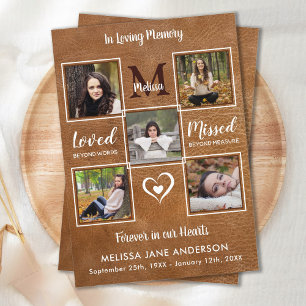 Vintages Leder 5 Foto Beileid Gedenkfeier Beerdigu Dankeskarte