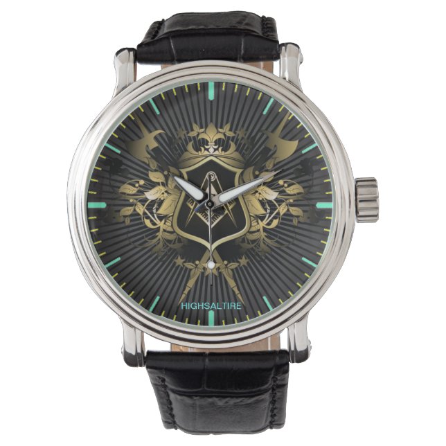 Vintages Lederband Armbanduhr masonic (Vorderseite)