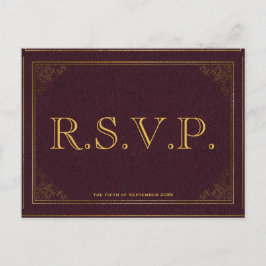 Vintages Lederbuch Bibliophile RSVP-Karte Einladungspostkarte