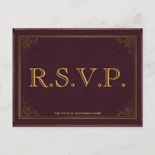 Vintages Lederbuch Bibliophile RSVP-Karte Einladungspostkarte