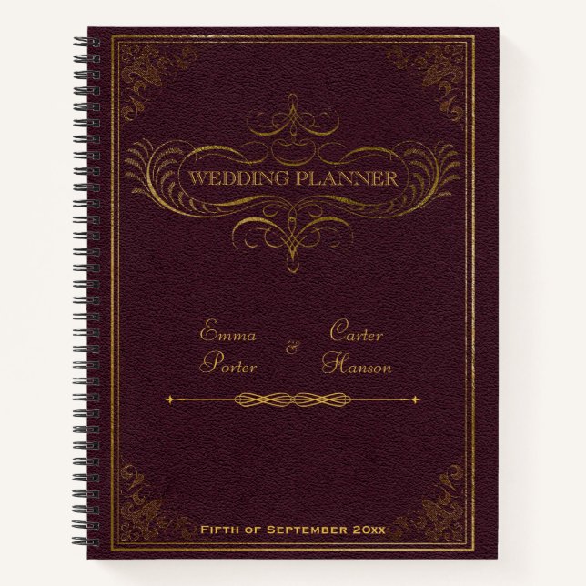 Vintages Lederbuch Hochzeitsplaner Notizbuch (Vorderseite)