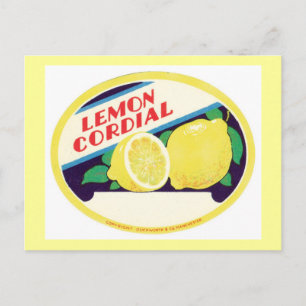 Vintages Lemon-Cordial-Label Postkarte