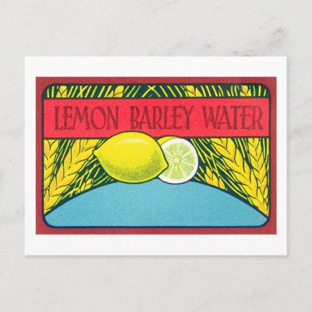 Vintages Lemon-Gerstenwasser Postkarte (Vorderseite)