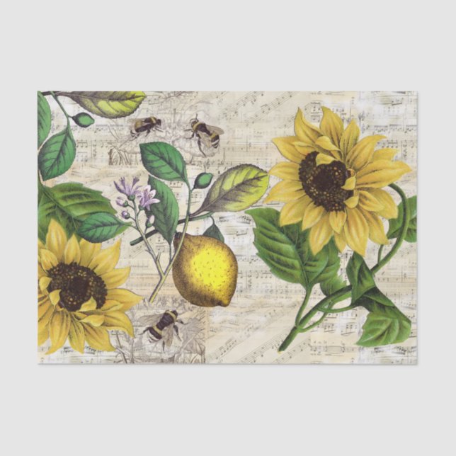 Vintages Lemon-Tissue Seidenpapier (Vorderseite)