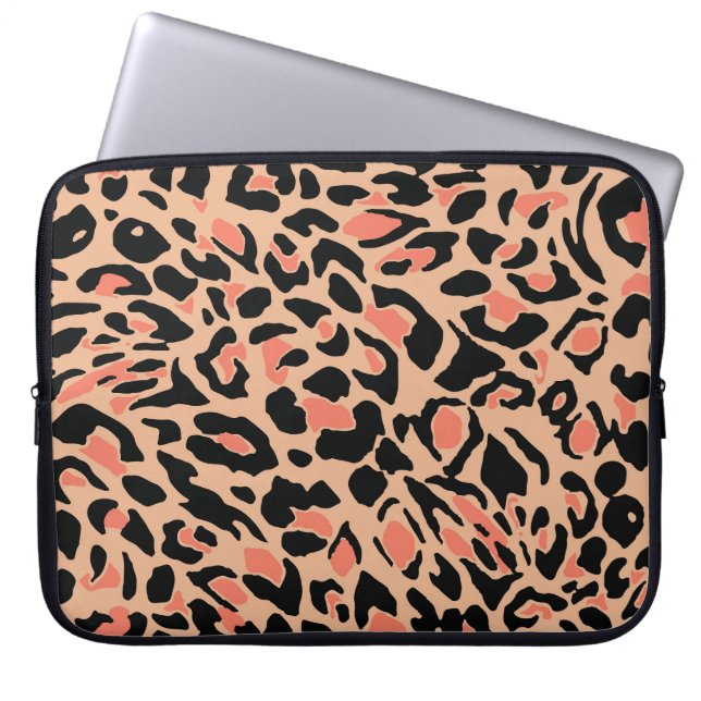 Vintages Leopard-Muster Laptopschutzhülle (Vorderseite)