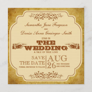 Vintages lesbisches Hochzeits-Theater Save the Save The Date