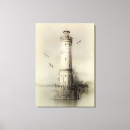 Vintages Leuchtturm Canvas Print Leinwanddruck