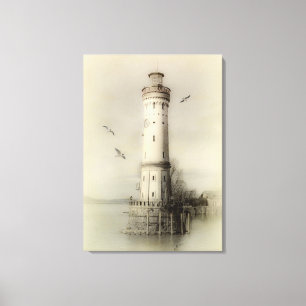 Vintages Leuchtturm Canvas Print Leinwanddruck