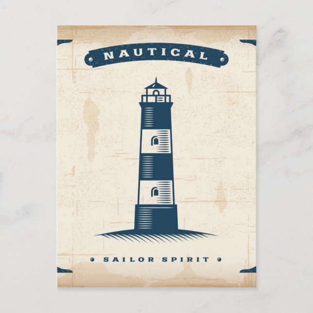 Vintages Leuchtturmposter 1 Postkarte (Vorderseite)