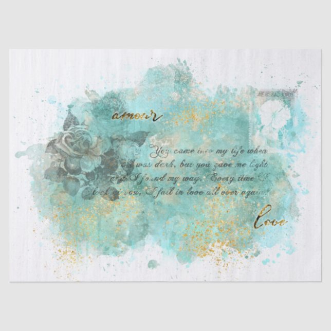 Vintages Liebe-Buchstabe-Seidenpapier Seidenpapier (Vorderseite)