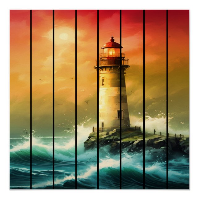 Vintages Light House Sea Shore Poster (Vorderseite)