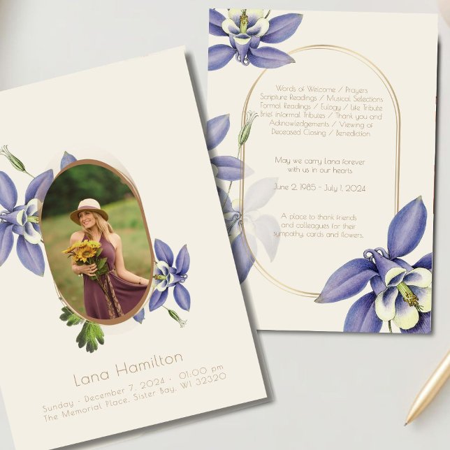 Vintages Lila Foto-Beerdigungsprogramm Einladung (Von Creator hochgeladen)