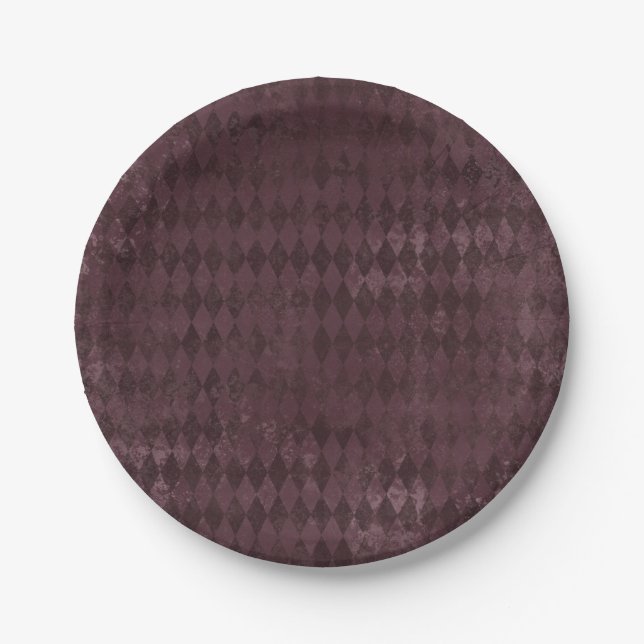 Vintages Lila Harlequin-Muster Pappteller (Vorderseite)