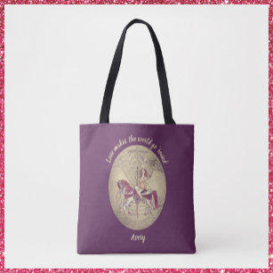 Vintages Lila Karussell Merry Go Runde Tasche