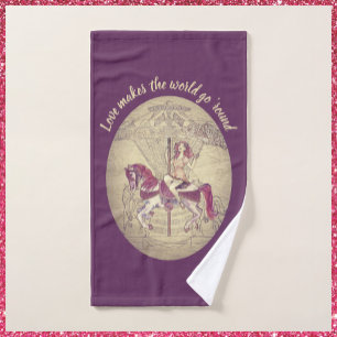 Vintages Lila Karussell und Merry Go Runde Handtuch