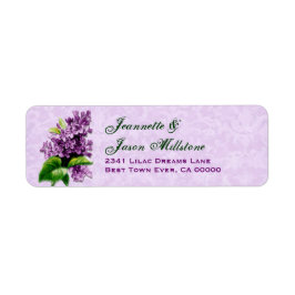 Vintages Lila Lilac-Hochzeitlabel V3