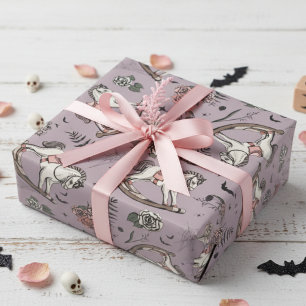 Vintages Lila Rocking Horse Gothic Baby Geschenkpapier