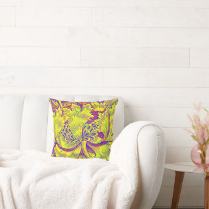 Vintages Lila und gelbes Art-Deco-Muster Sitzkisse Kissen