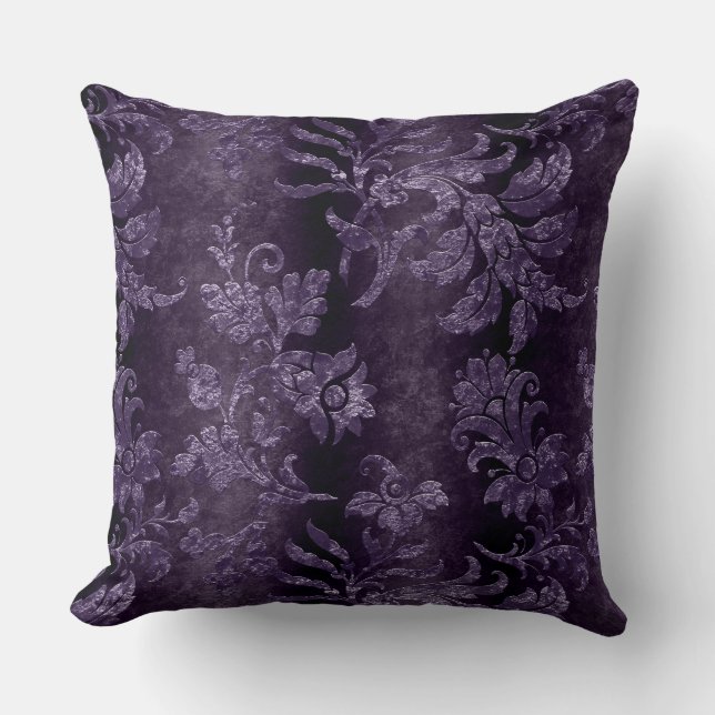 Vintages Lilac Floral Damask Lila Muster Kissen (Vorderseite)
