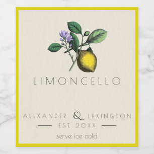 Vintages Limoncello-Flaschenetikett   Weinetikett