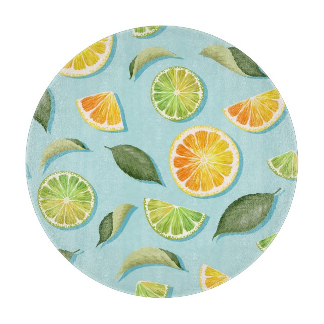 Vintages Limones Lemon Blue Pattern Schneidebrett (Vorderseite)