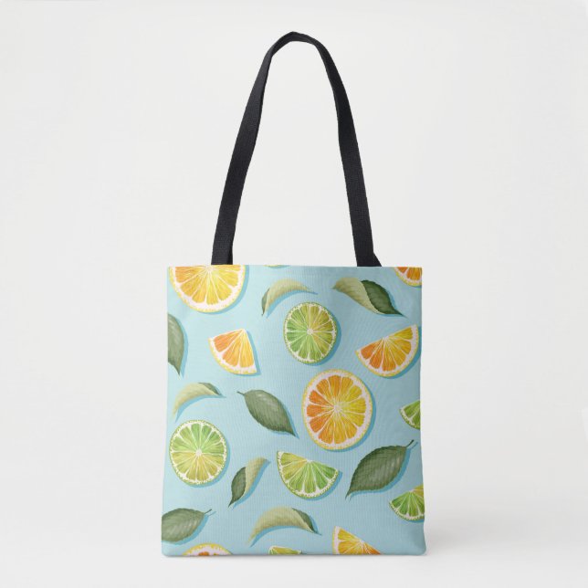 Vintages Limones Lemon Blue Pattern Tasche (Vorderseite)