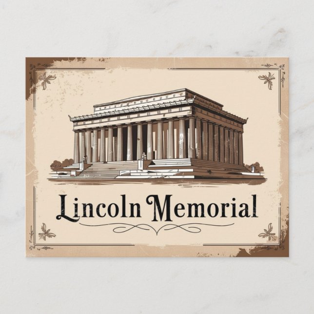 Vintages Lincoln Memorial Postkarte (Vorderseite)