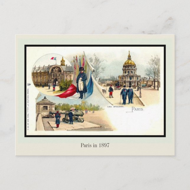 Vintages Litho Paris 1897 5 von 6 Postkarte (Vorderseite)
