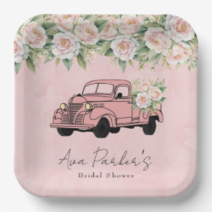 Vintages LKW-Brautparty Rosa Pink Pappteller