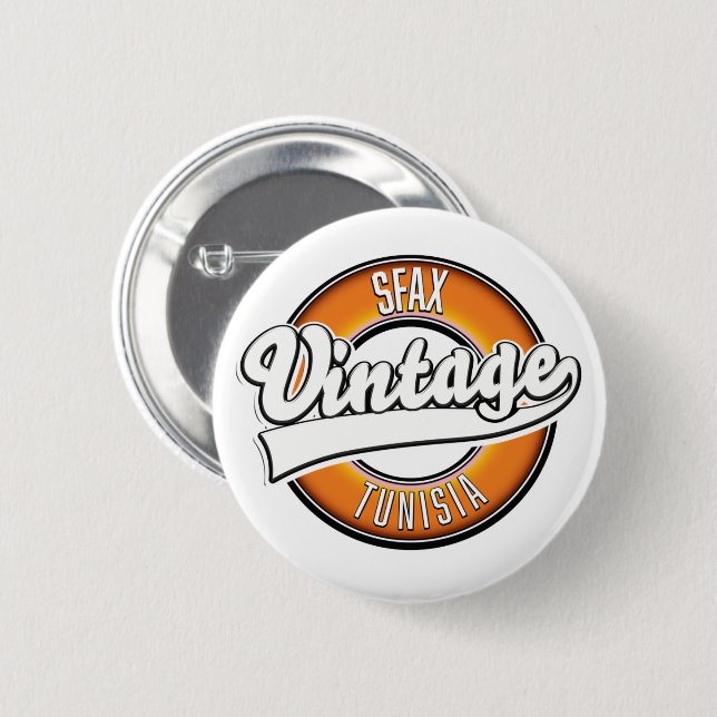 Vintages Logo für Sfax tunisia Button (Vorne & Hinten)