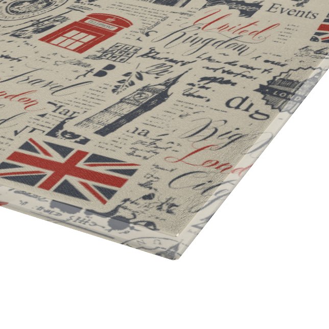 Vintages London Glass Cutting Board Schneidebrett (Ecke)