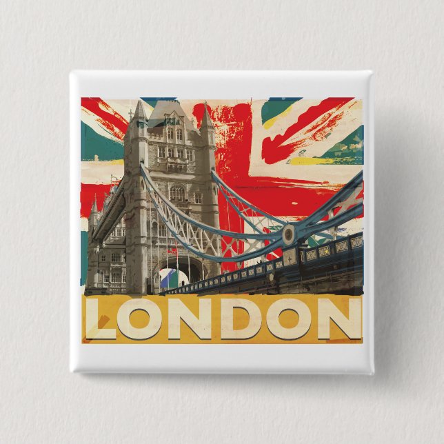 Vintages Londoner Poster Button (Vorderseite)