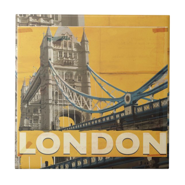 Vintages Londoner Poster Fliese (Vorderseite)