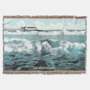Vintages Long Beach CA Throw Blanket Decke