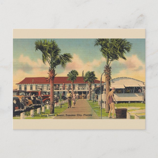 Vintages Long Beach Panama City Florida Postkarte (Vorderseite)